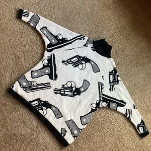 Vintage 80s betsey johnson punk label gun sweater